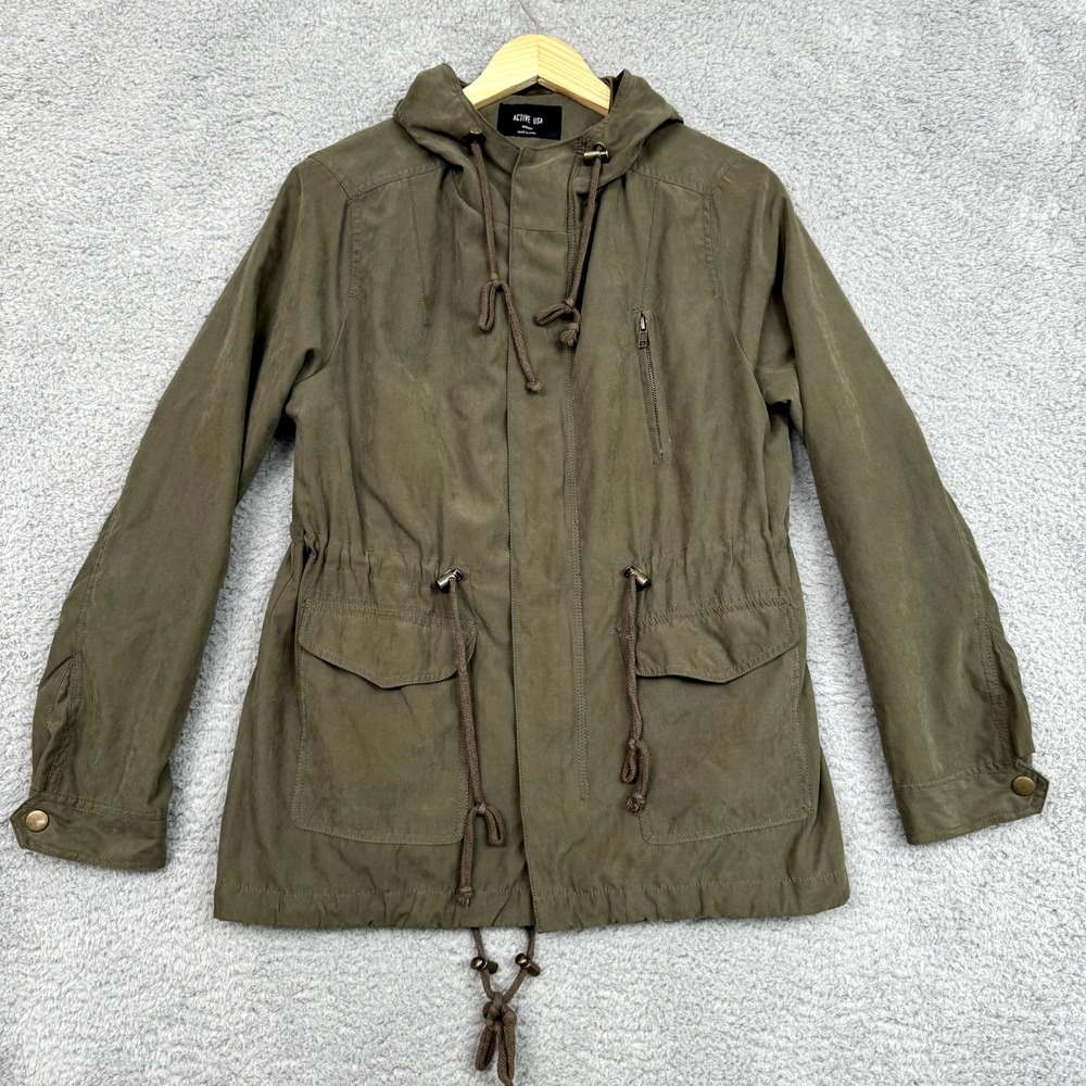 Active USA‎ Utility Jacket Women Medium Green Hood Gorpcore Gorp Hiker Outerwear